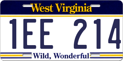 WV license plate 1EE214