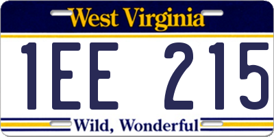 WV license plate 1EE215