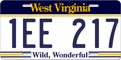 WV license plate 1EE217