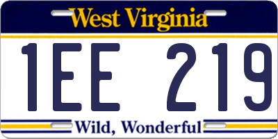 WV license plate 1EE219