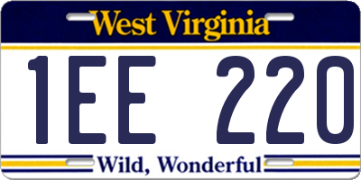 WV license plate 1EE220