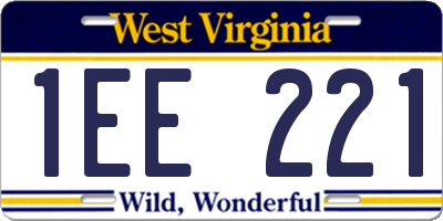 WV license plate 1EE221