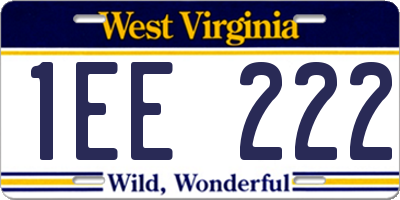 WV license plate 1EE222