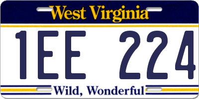 WV license plate 1EE224