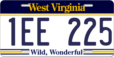 WV license plate 1EE225