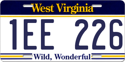 WV license plate 1EE226