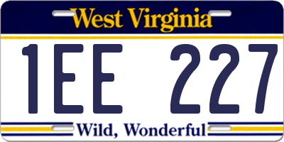 WV license plate 1EE227