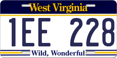WV license plate 1EE228