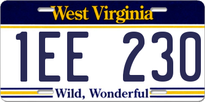 WV license plate 1EE230