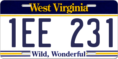 WV license plate 1EE231
