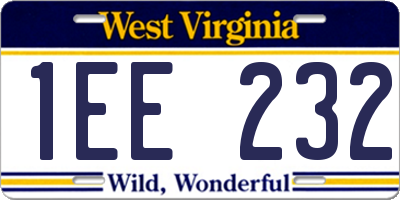 WV license plate 1EE232