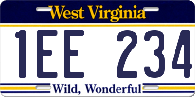 WV license plate 1EE234