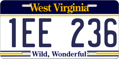 WV license plate 1EE236