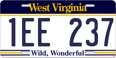 WV license plate 1EE237