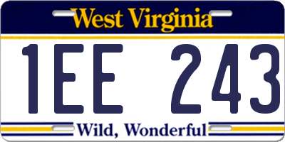 WV license plate 1EE243