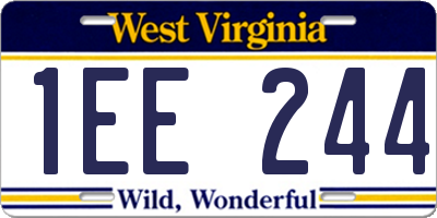 WV license plate 1EE244