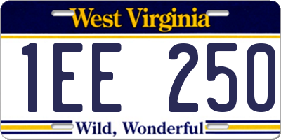 WV license plate 1EE250