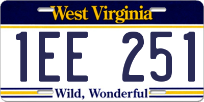 WV license plate 1EE251