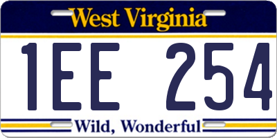 WV license plate 1EE254