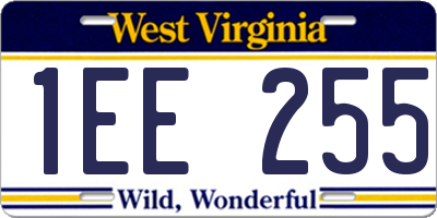 WV license plate 1EE255