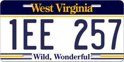 WV license plate 1EE257
