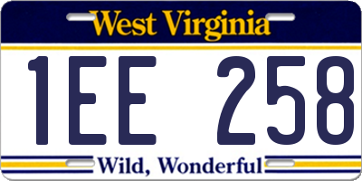 WV license plate 1EE258