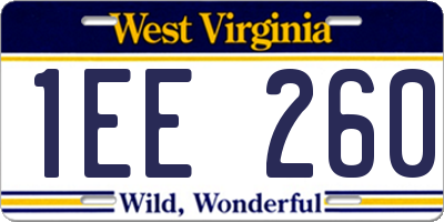 WV license plate 1EE260