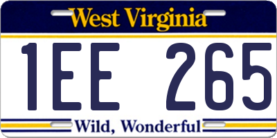WV license plate 1EE265