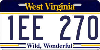 WV license plate 1EE270