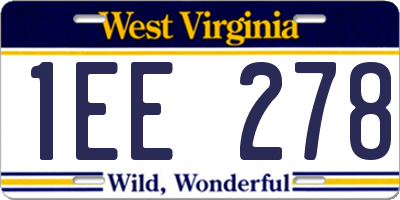 WV license plate 1EE278