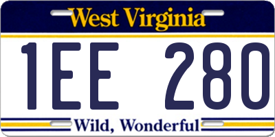 WV license plate 1EE280
