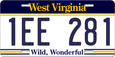 WV license plate 1EE281