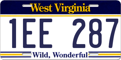 WV license plate 1EE287