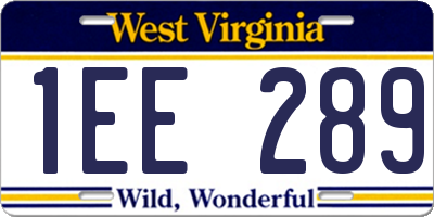 WV license plate 1EE289