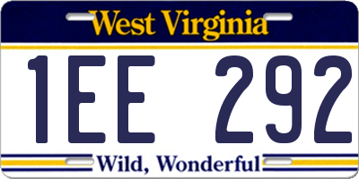 WV license plate 1EE292