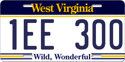 WV license plate 1EE300
