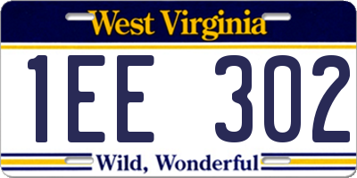 WV license plate 1EE302