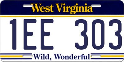 WV license plate 1EE303