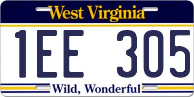 WV license plate 1EE305