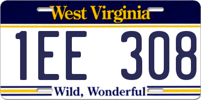 WV license plate 1EE308