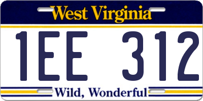 WV license plate 1EE312