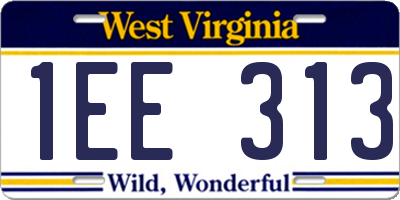 WV license plate 1EE313