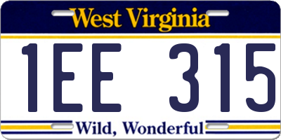 WV license plate 1EE315