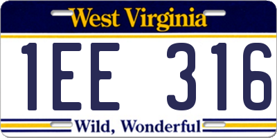 WV license plate 1EE316