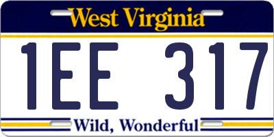 WV license plate 1EE317
