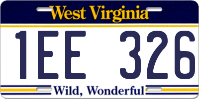 WV license plate 1EE326