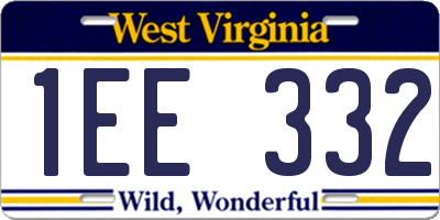 WV license plate 1EE332
