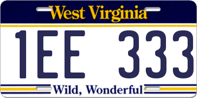 WV license plate 1EE333