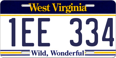 WV license plate 1EE334