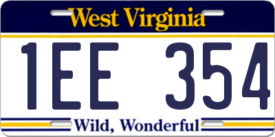 WV license plate 1EE354